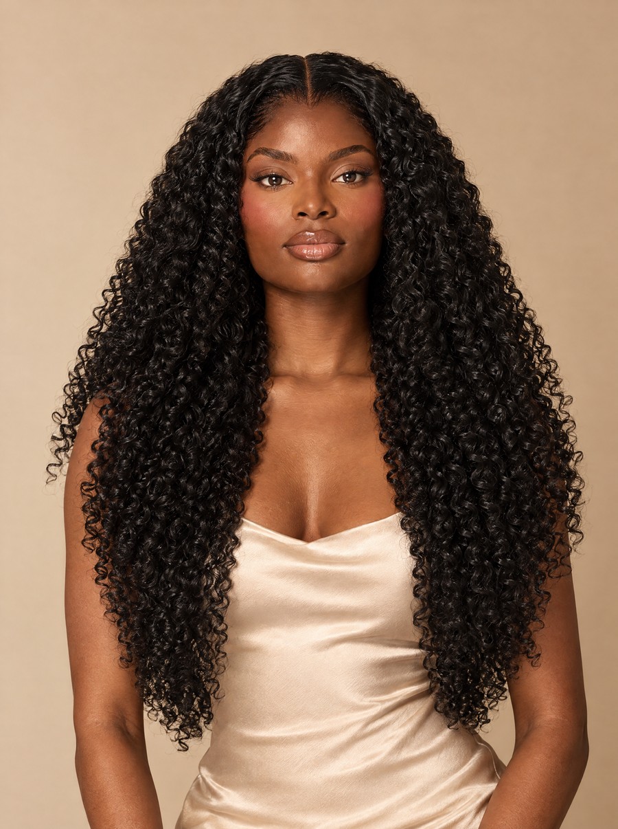 Model wearing SILQMÏST Burmese Curly hair