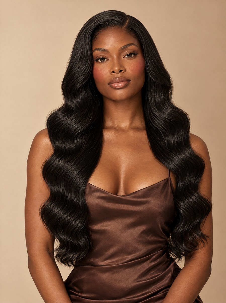 Model wearing SILQMÏST Body Wave hair